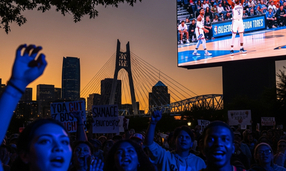 Oklahoma City Thunder Fans Rally at Scissortail Park for Game 2 Showdown